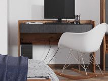 Bureau FANJO 2 tiroirs épicéa alpin/acier