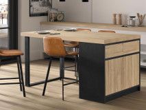 Ilot de cuisine ILOAN 200 cm chêne français