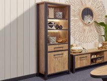 Colonne LOVELY 1 porte 1 tiroir gauche teck orangé