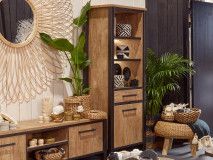 Colonne LOVELY 1 porte 1 tiroir droite teck orangé