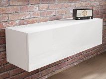 Meuble tv-hifi KINGSTON 1 porte battante 105 cm blanc/blanc brillant