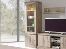 Vitrine YORKO 2 portes gauche chêne cristal clair