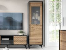 Colonne ADAMAS 2 portes noir/chêne evoke