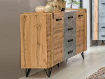 Buffet/bahut MILPO 2 portes 4 tiroirs chêne wotan/béton