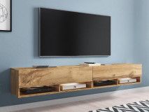 Meuble tv-hifi ACAPULCO 2 portes abattantes 200 cm chêne wotan