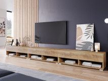 Meuble tv-hifi ACAPULCO 3 portes battantes 300 cm châtaignier naturel avec led
