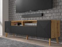 Meuble tv-hifi LUFFY 4 portes chêne artisan/noir