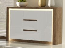 Buffet/bahut LIVOCO 2 portes 3 tiroirs chêne ribbec/blanc