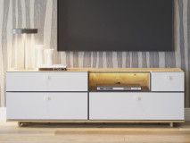 Meuble tv-hifi MODO 4 tiroirs chêne artisan/blanc alpin