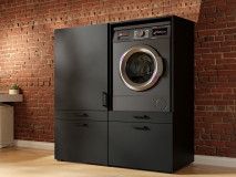 Meuble WASHING 1 machine avec armoire 1 porte 2 tiroirs MEDIUM noir