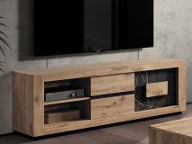 Meuble tv-hifi SACHOURI 2 portes chêne canyon/marbre