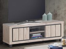 Meuble TV ARCHIMEDE 2 portes chêne naturel/noir