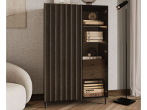 Commode haute PELOSA 2 portes 2 tiroirs frêne portland/noir