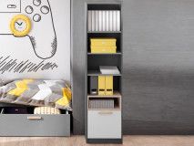 Bibliothèque PIKA 1 tiroir blanc/gris clair