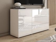 Buffet/bahut PARLO 1 porte 3 tiroirs blanc/blanc brillant
