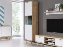 Colonne PROMI 1 porte chêne riviera/blanc