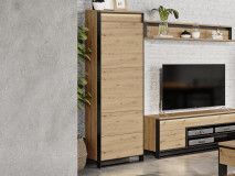 Colonne QUANTINO 1 porte chêne artisan/noir avec led