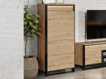 Colonne QUANTINO 1 porte chêne artisan/noir avec led