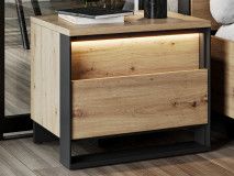 Chevet QUANTINO 2 tiroirs chêne artisan/noir