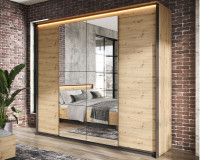 Armoire QUANTINO 4 portes chêne artisan/noir