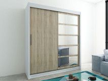 Armoire ROMANE 2 portes coulissantes 180 cm blanc/sonoma