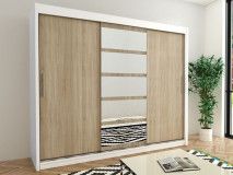 Armoire ROMANE 3 portes coulissantes 250 cm blanc/sonoma