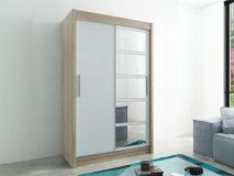 Armoire ROMANE 2 portes coulissantes 150 cm sonoma/blanc