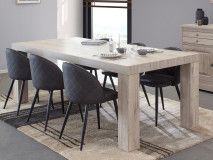 Table repas KENNY 226 cm chêne millenium clair pieds L