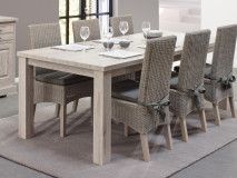Table repas KENNY 226 cm chêne millenium clair pieds T
