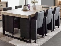 Table repas TRAMO 164 cm chêne vieilli pieds U
