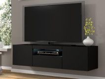 Meuble tv-hifi AUREO 3 portes 150 cm noir avec led