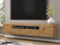 Meuble tv-hifi AUREO 3 portes 200 cm chêne artisan