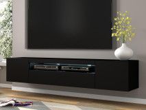 Meuble tv-hifi AUREO 3 portes 200 cm noir avec led