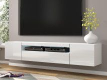 Meuble tv-hifi AUREO 3 portes 200 cm blanc/blanc brillant