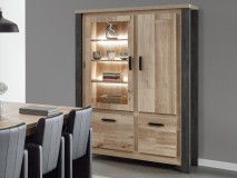 Vitrine TRAMO 4 portes gauche chêne vieilli