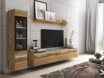 Mur tv-hifi VITTORIO 4 portes chêne wotan avec led
