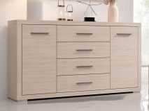 Commode VEIGAR 2 portes 4 tiroirs santana clair