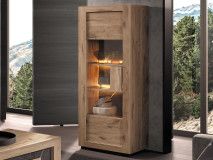 Vitrine SACHOURI 1 porte chêne canyon/marbre