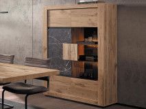 Vitrine SACHOURI 2 portes chêne canyon/marbre