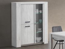 Vitrine ELVITA 3 portes chêne blanchi