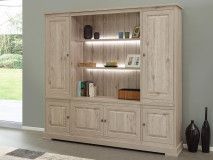 Vaisselier KENNY 6 portes 221 cm chêne millenium clair