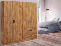 Armoire WILLY 4 portes 2 tiroirs chêne denver