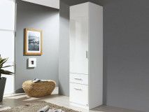 Armoire CELLON blanc 1 porte et 2 tiroirs (gauche) blanc brillant