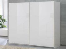Armoire SALSA blanc laqué 2 portes coulissantes 263 cm portes blanc laqué