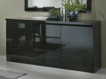 Buffet/bahut ROMEO 2 portes et 3 tiroirs noir laque