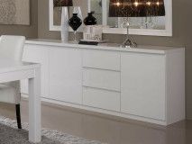 Buffet/bahut ROMEO 3 portes et 3 tiroirs blanc laque