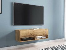 Meuble tv-hifi ACAPULCO 1 porte battante 100 cm chêne wotan avec led