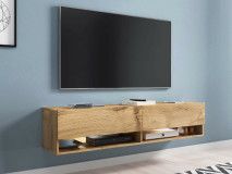 Meuble tv-hifi ACAPULCO 2 portes battantes 140 cm chêne wotan avec led