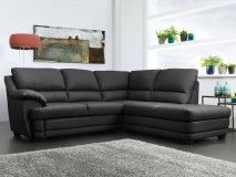 Canapé convertible NEBRASKA avec méridienne droite éco-cuir noir