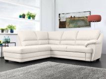 Canapé convertible NEBRASKA avec méridienne gauche éco-cuir blanc